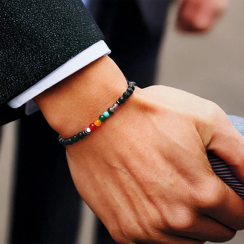 Nouveau Noter élégant hommes Bracelet pierre naturelle 4mm perles Chakra Braslet Yoga énergie méditation guérison Bracelet coloré Pulseras