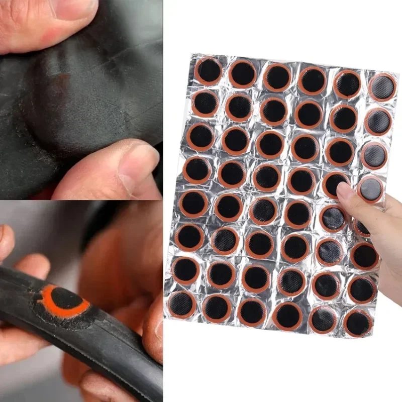 Patchs de crevaison en caoutchouc, 48 pièces, Kit de réparation de Tube de pneu de vélo, sans colle, outils de réparation de crevaison de chambre à air de vélo