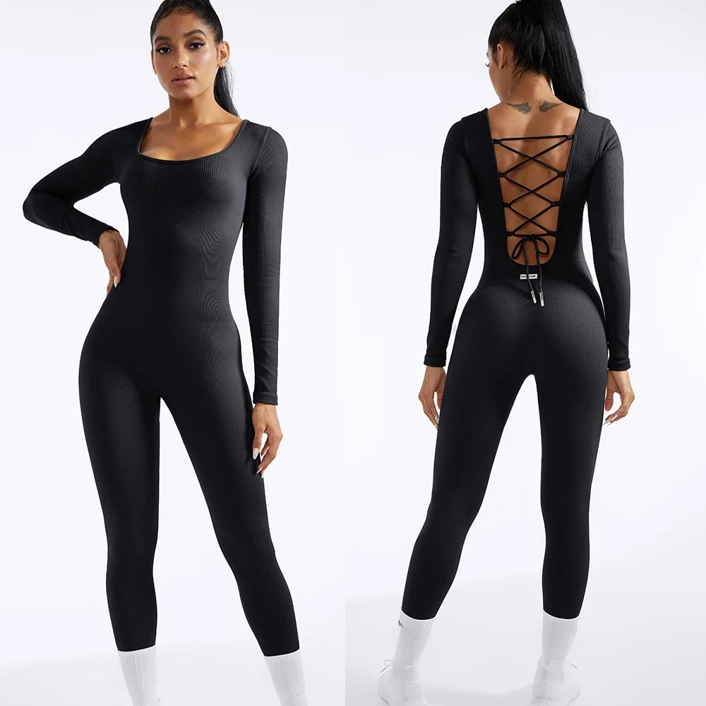 AliExpress OMKAGI Women's One-piece Jumpsuits Long-Sleeved Overalls Sportswear Gym Clothings High Elastic Cycling