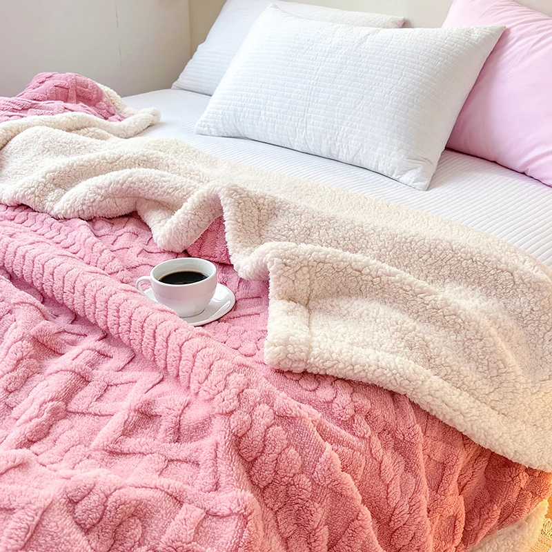 Soft Throw Blanket Multi Color Coral Velvet Blanket Cozy Warm Plush Blanket For Sofa Bedroom Living Room Camp