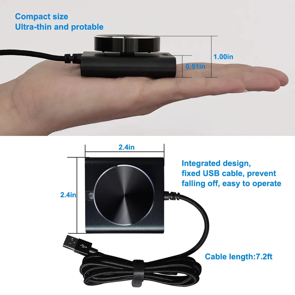 USB Volume Control Knob,Multimedia Controller Knob with one Key Mute/Pause Function for PC,Support Windows/Mac/IOS/Android/Linux