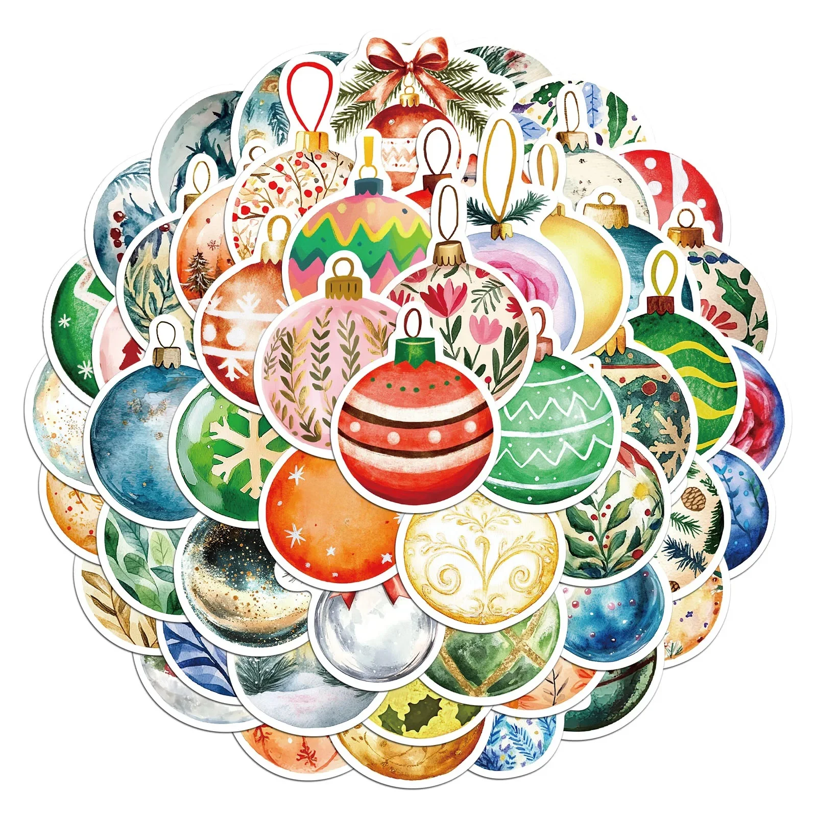 Autocollants boule de noël, 56 pièces, matériaux exquis pour compte portable, coques de téléphone, valises pour ordinateur portable, tasses d'eau, autocollants imperméables