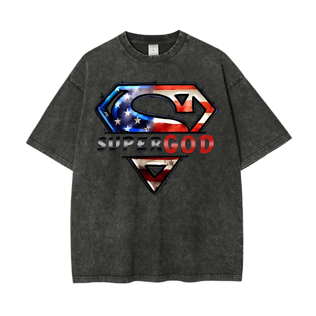 

Футболки с христианским рисунком Super God, летняя стираная футболка, женские удобные топы с круглым вырезом, повседневные топы унисекс с короткими рукавами