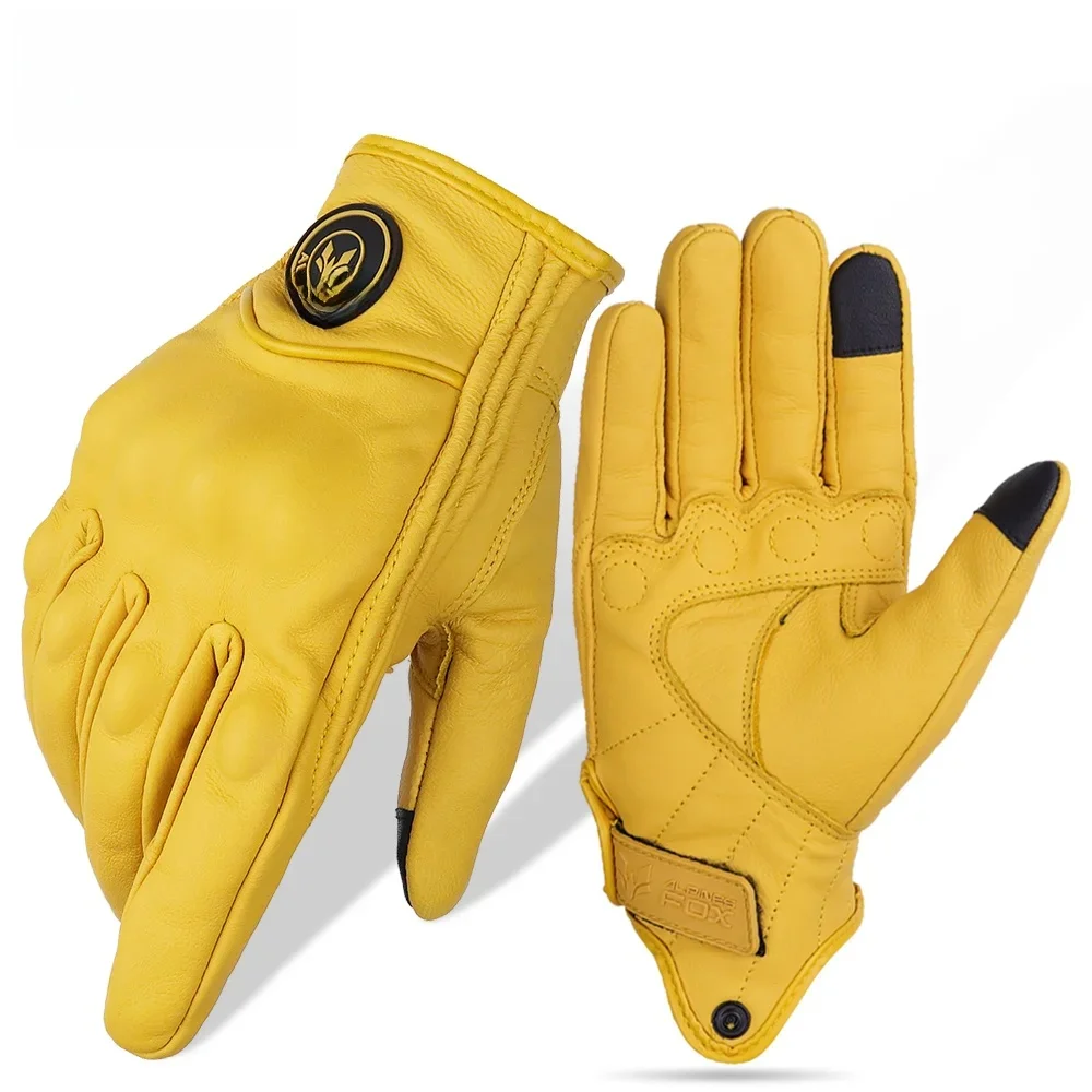 AliExpress ALPINES FOX Classic Vinatge Goatskin Motorcycle Gloves Summer Men Perforated Leather Motorbike Motocross Gloves Bicycle Motorcyclist Guantes