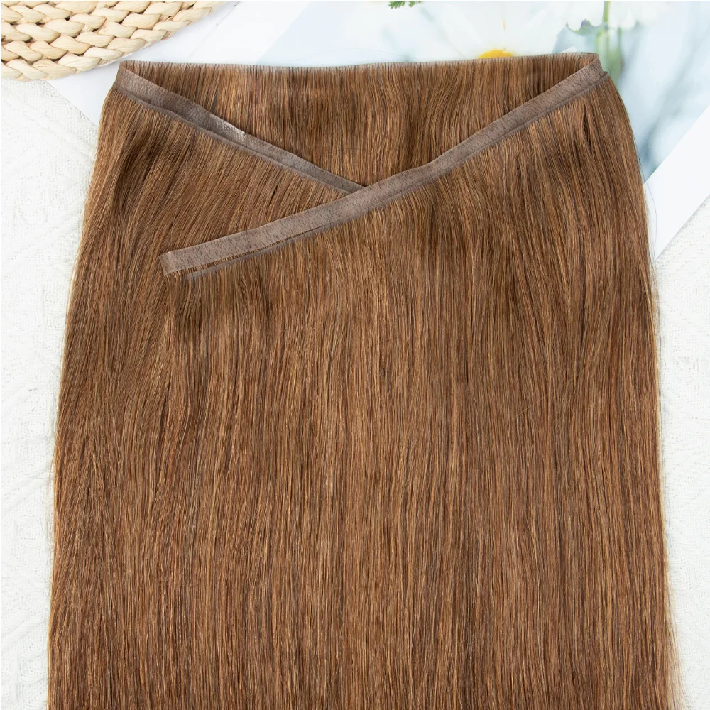 Extensions de cheveux humains de trame de bande droite longue 12 