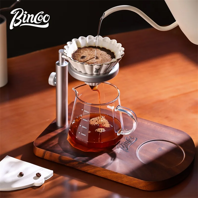 

Bincoo Pour Over Coffee Stand Walnut Wood Base Adjustable Dripper Holder For Home Cafe Kitchen Counter Barista Accessories