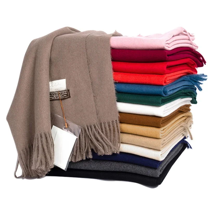 Damski zimowy miękki ciepły szalik kaszmirowy luksusowej marki wełniane szaliki Khaki Pashmina szale czarne męskie Poncho szaliki kaszmirowe — zdjęcie 2