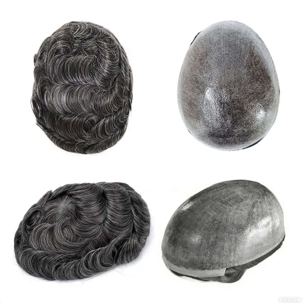 Gray Hair Men‘s Toupee Human Hair Hairpiece Injection Thin Skin Hair Replacement System Full PU Capillary Prosthesis Hair System
