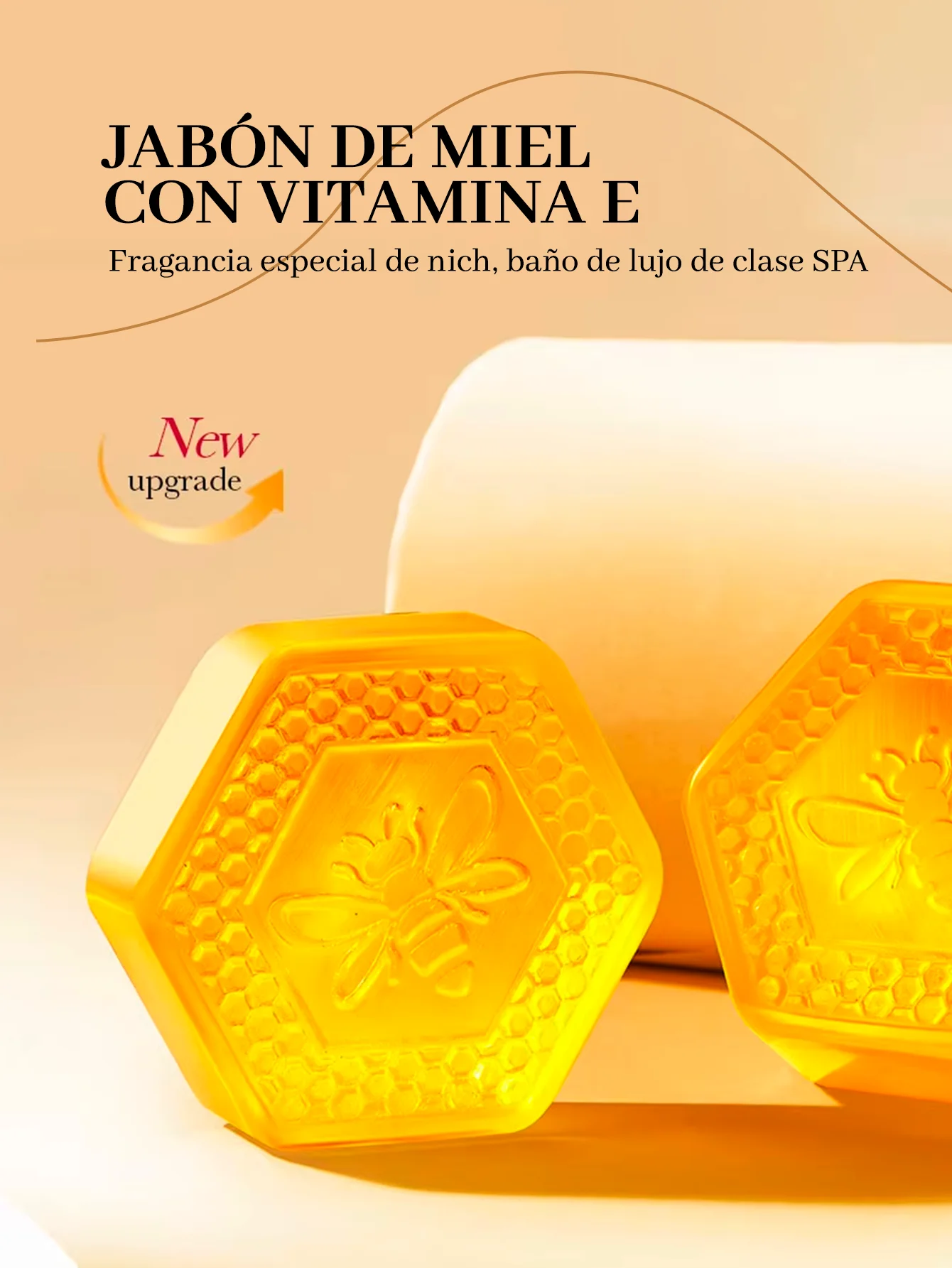 Jabón Artesanal con Extracto de Miel y Vitamina E – Con Esencia Relajante de Aromaterapia