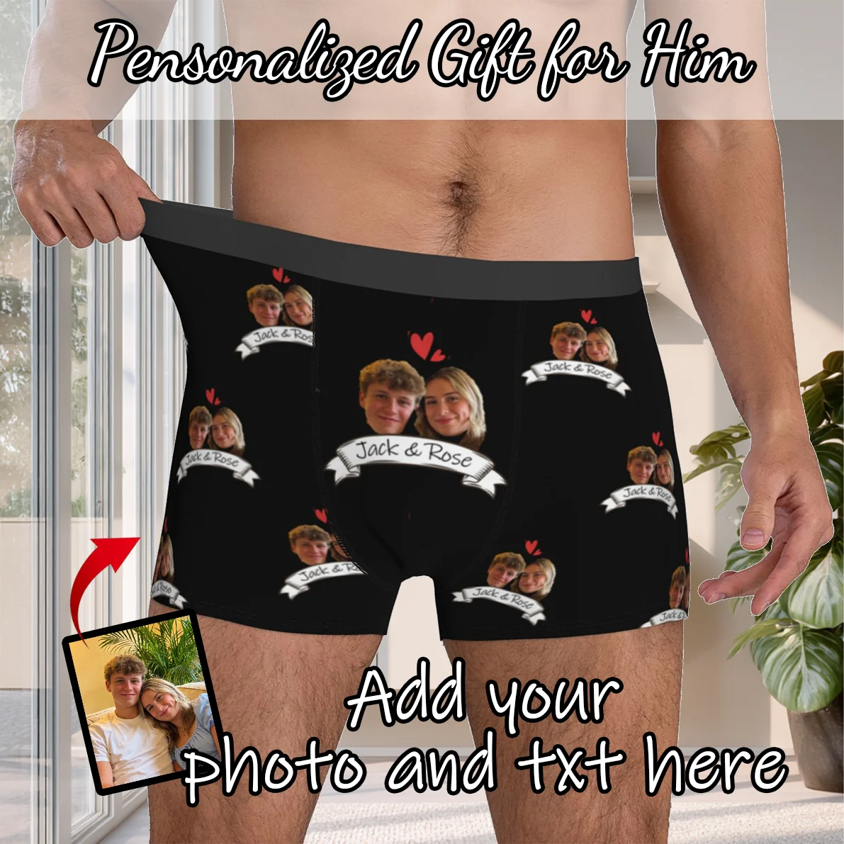 

Personalized Face Photo Underwear Custom Boxer Briefs Custom Men Birthday Gift For Husband Anniversary Gift for Dad