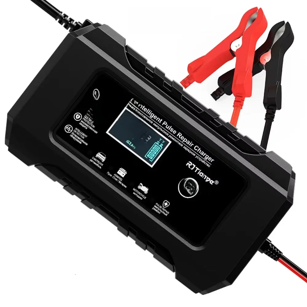 AliExpress Car Battery Charger 12V 6A Pulse Repair LCD Display Smart Fast Charge AGM Deep Cycle GEL Lead-Acid Charger For Auto Motorcycle