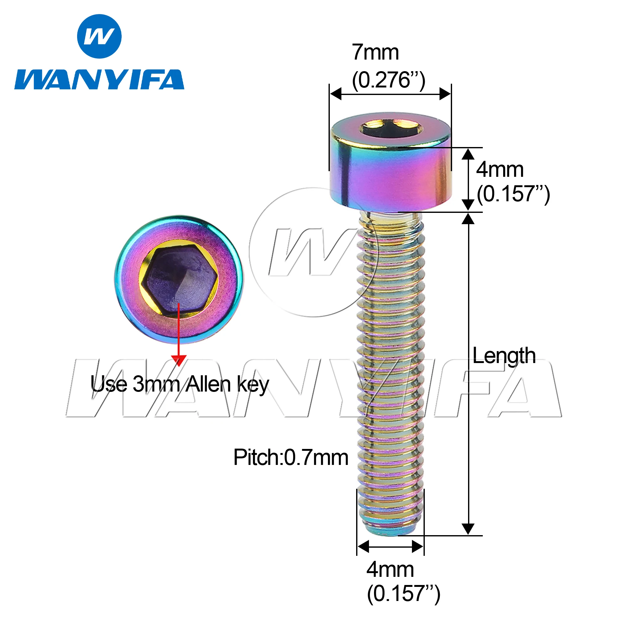 Wanyifa 티타늄 볼트, 모델 피팅 Ti 패스너용 육각 알렌 헤드 나사, DIN912 소켓 캡, M4x10, 12, 15, 20mm, 6 개