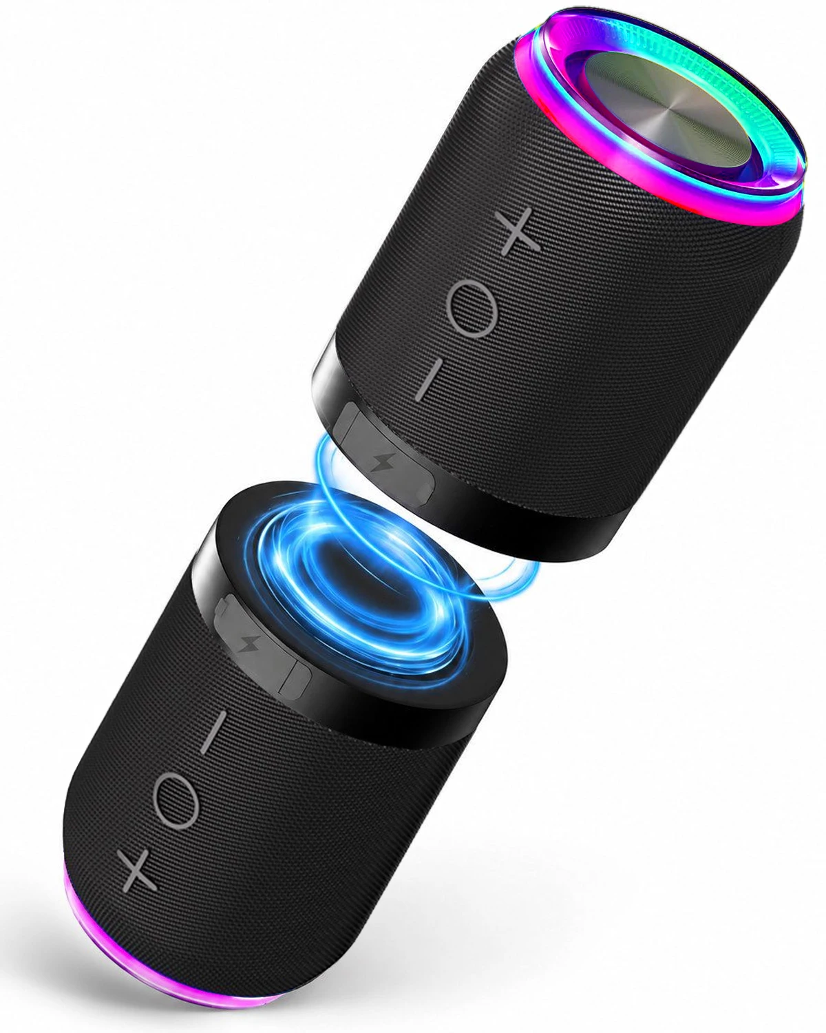 2-in-1 Magnetisch met Lichteffecten Stereo 360 ° Surround Sound Bluetooth-luidspreker 2 (IPX6 waterdicht, magnetisch klevend, in twee delen scheidbaar)