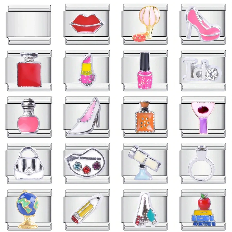 Liens de charme italiens en acier inoxydable pour hommes et femmes, adaptés à la fabrication de bracelets, bijoux de bricolage, accessoires exécutifs, parfum, rouge à lèvres, 9mm, 1PC