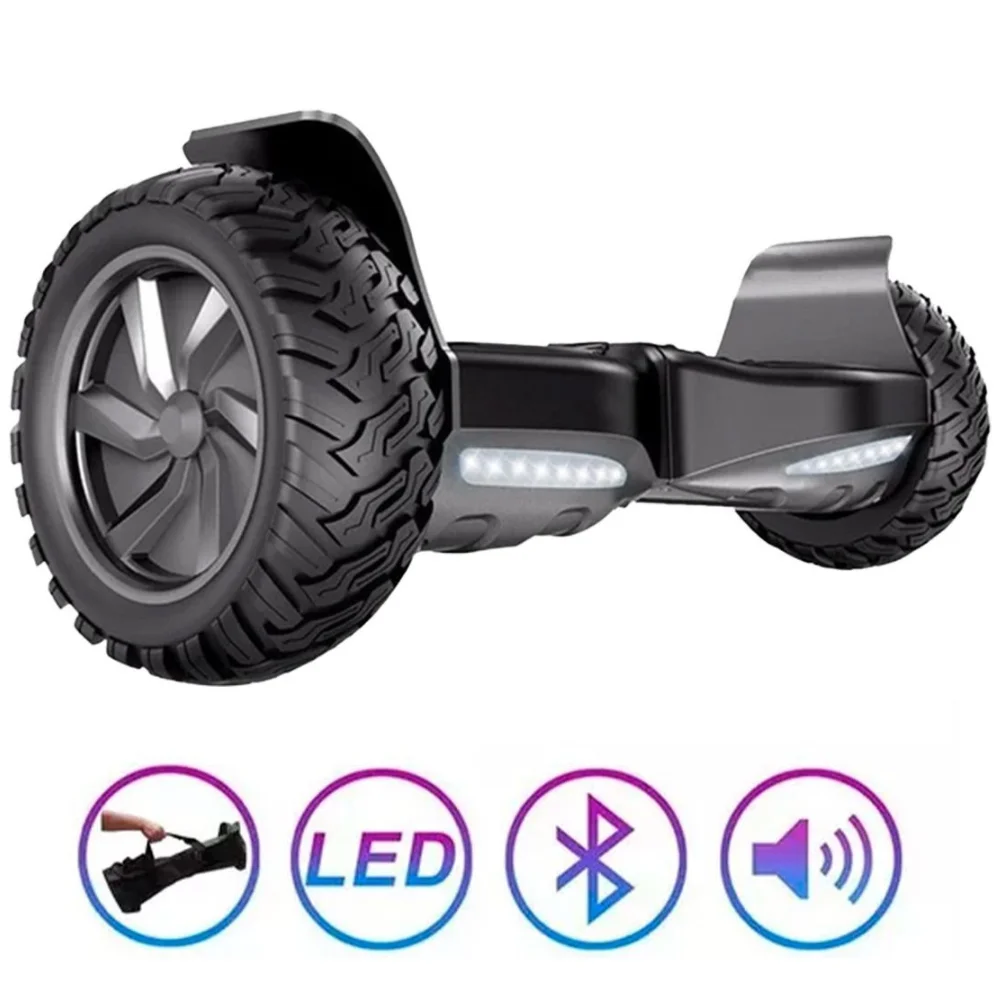 Hoverboard Skate Elétrico Original 8.5 Offroad Led Bluetooth Preto Brinovar