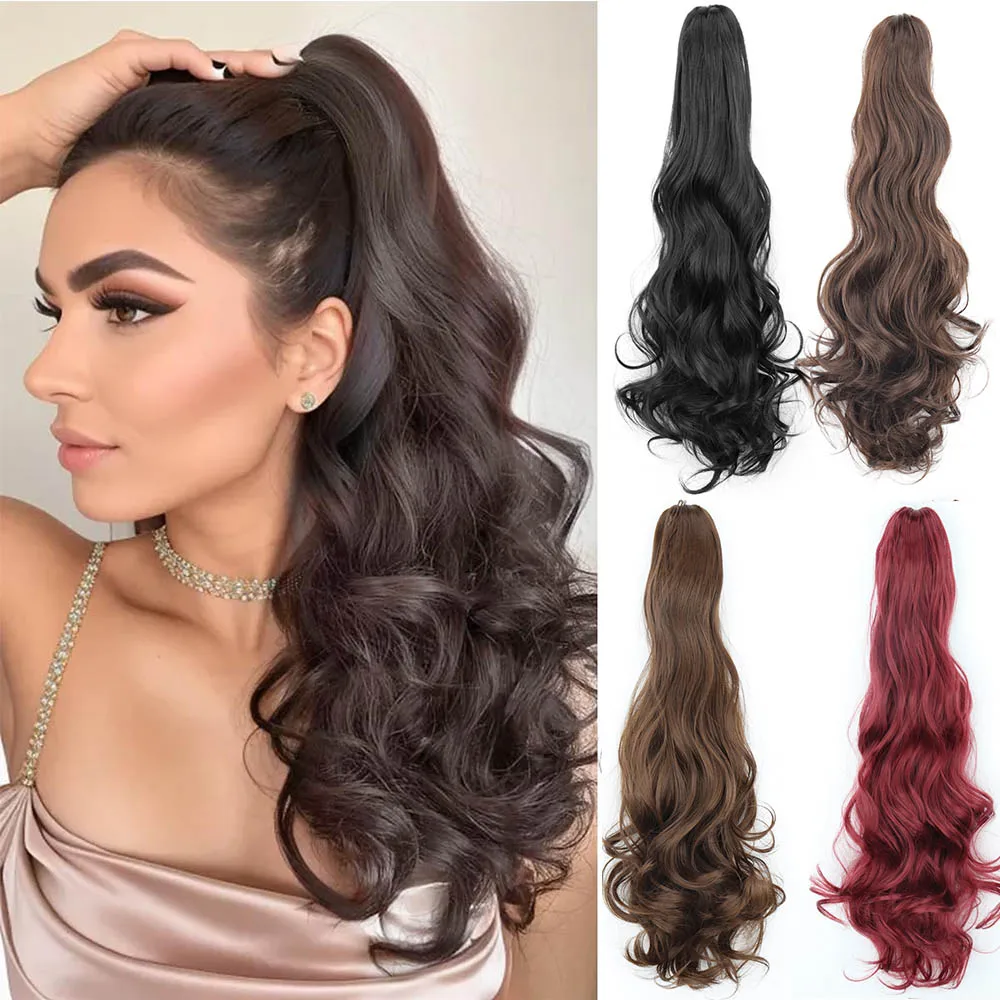 

Ponytail Claw Clip Hair Extension Synthetic Claw Curly Wavy Straight Clip in Hairpiece One Piece Jaw Long Pony Tails for Women