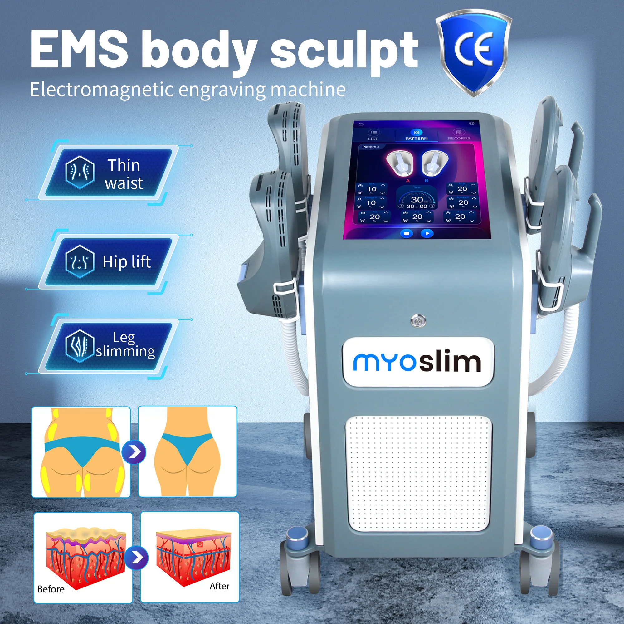 EMS body Sculpting Machine For Body Shaping Muscle Building Portable Slimming Device CE Certified