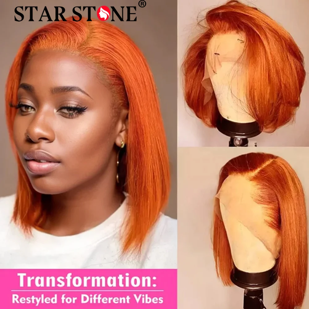 

Straight Ginger Brown Wig 13X4 Lace Frontal Short Bob Wigs Human Hair 100% Brazilian Hair Orange Ginger Lace Front Wig For Woman