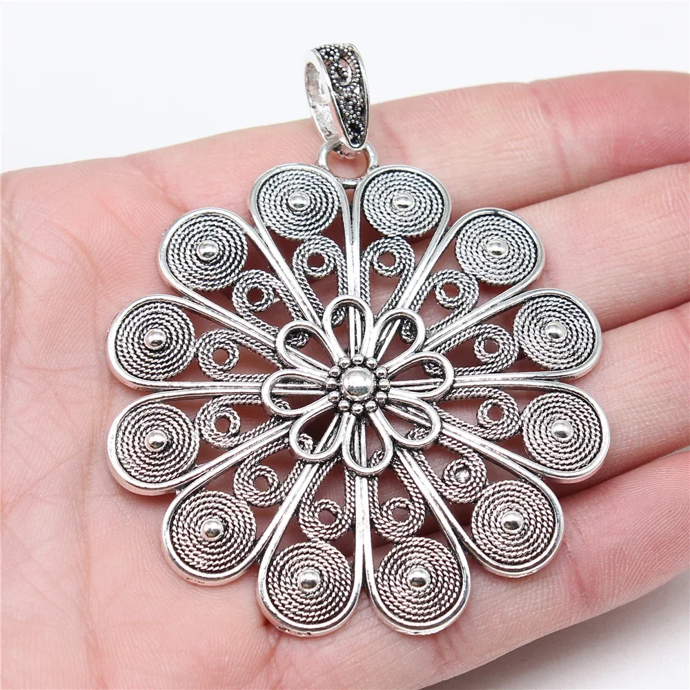WYSIWYG 1 sztuk 75x61mm duży zawieszki Charm kwiat urok kwiat życia urok duże Mandala wzór kwiat — zdjęcie 2