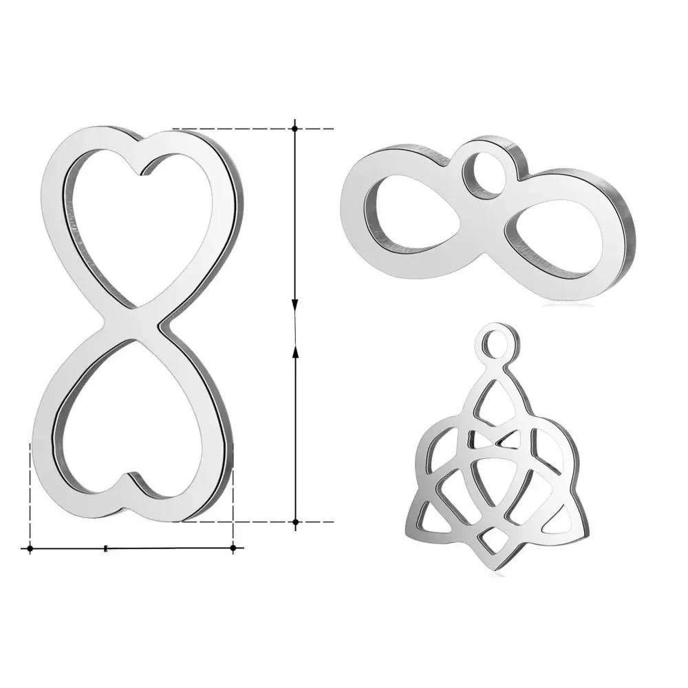 10 sztuk/partia 316 stal nierdzewna miłość serce nieskończoność Symbol Charms VNISTAR wysoki polerowany węzeł DIY biżuteria znalezienie dostaw — zdjęcie 2