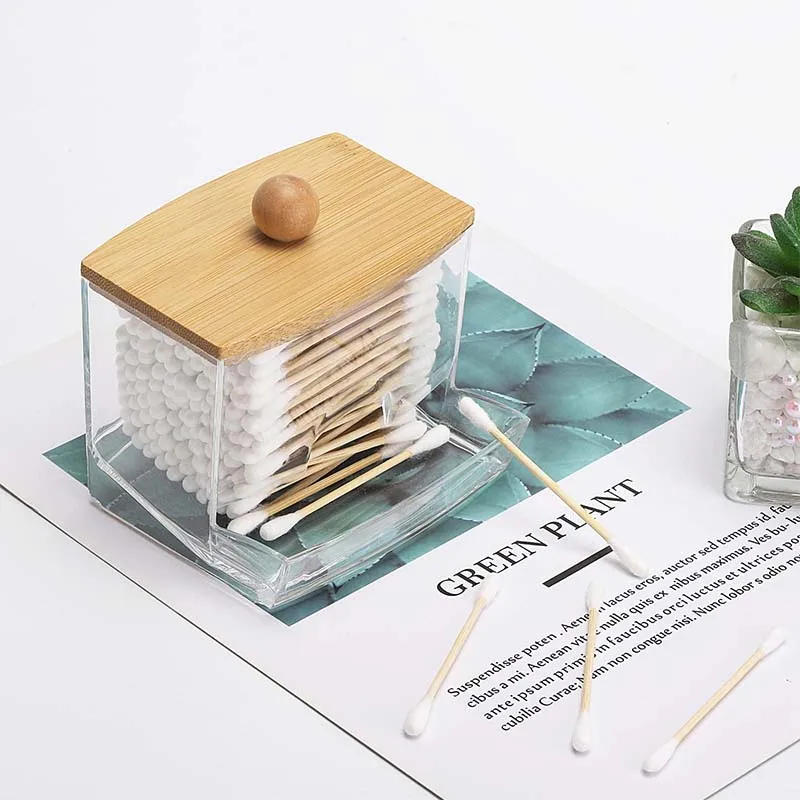 صندوق تخزين أعواد القطن، حامل وسادة قطن مع غطاء، حاوية تخزين الحمام، صندوق تخزين منظم