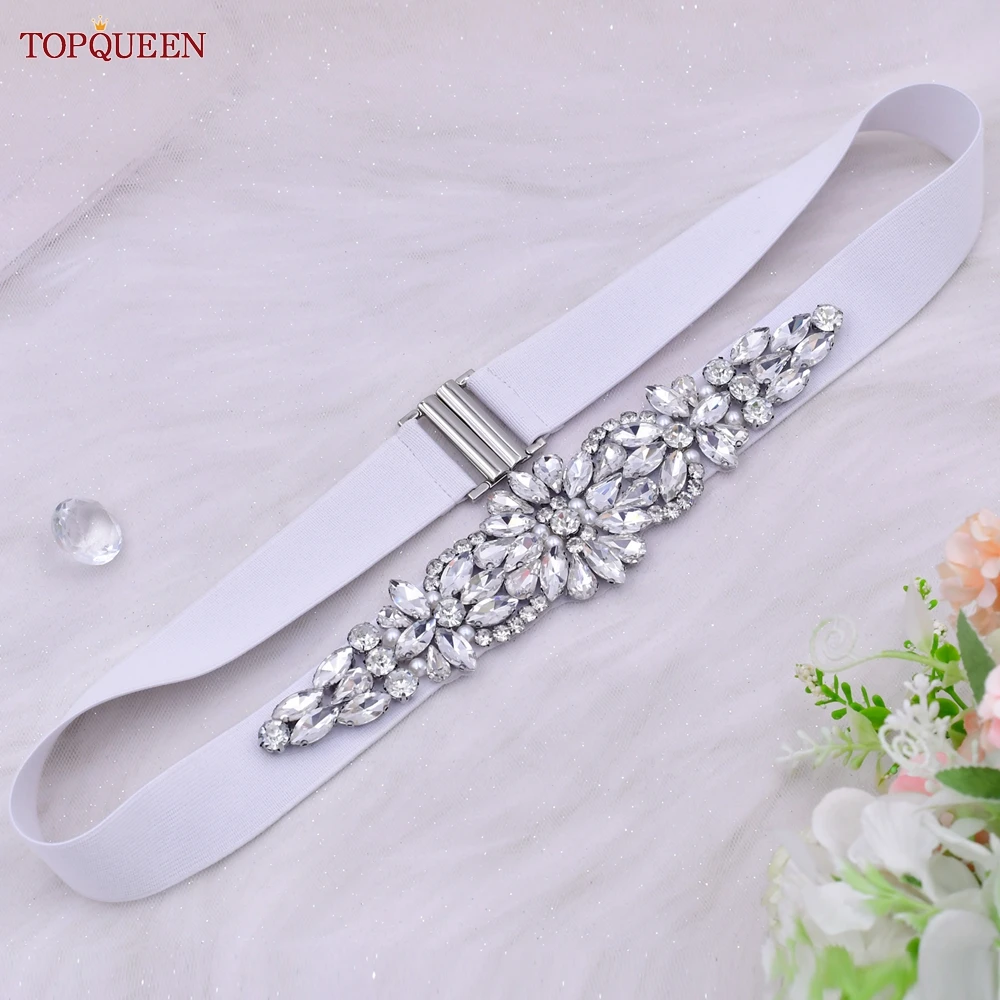 TOPCLS EEN S407-B Femmes artificiel astique Environnement Robe De Soirée Robe Argent Strass Ceinture Femme Brcorporelle Ceinture Mode 03 Luxueux