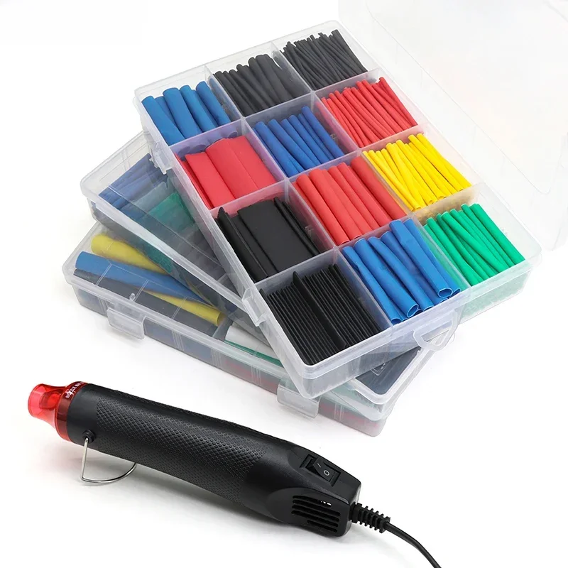 Kit d'emballage thermorétractable pour tubes thermorétractables 2:1, assortiment de gaines d'isolation pour câbles métalliques 3:1, 102 à 750 pièces