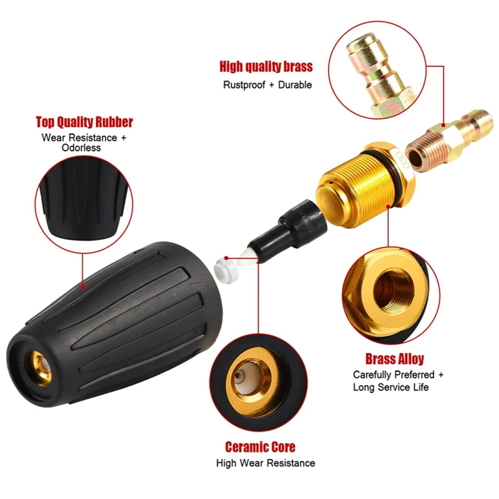 Imagem -03 - Bocal Turbo Giratório de Lavadora de Pressão Quick Connect Plug Núcleo Cerâmico 360 ° Bocal para Limpar Concreto de Tijolo