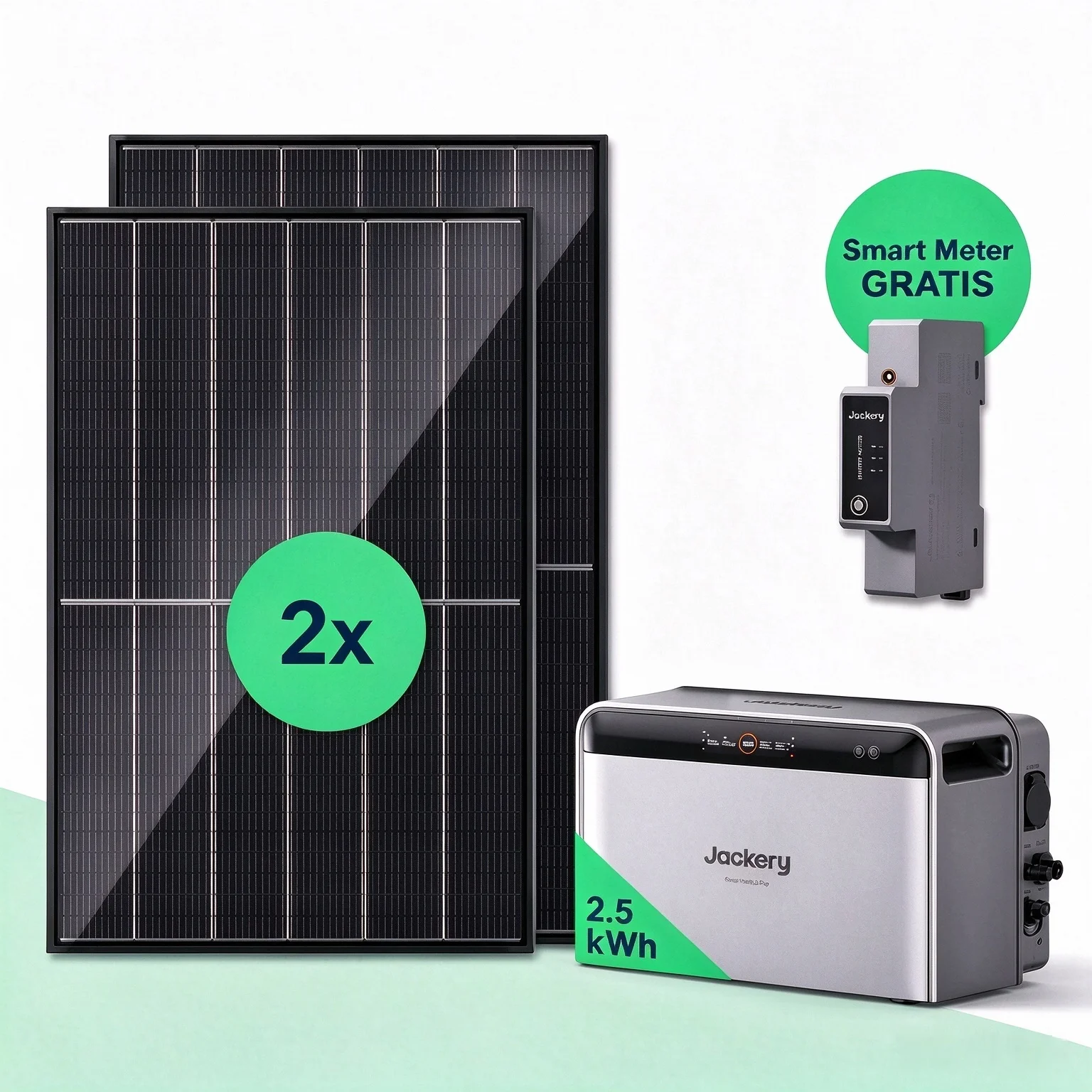 Jackery SolarVault 3 Pro Balkonkraftwerk mit Speicher 2520Wh, 2x500W Bifazial Full Black Solarmodule, Erweiterbarer Solarspeicher mit Notstromfunktion, 4000W PV-Eingang, Photovoltaik Solaranlage für