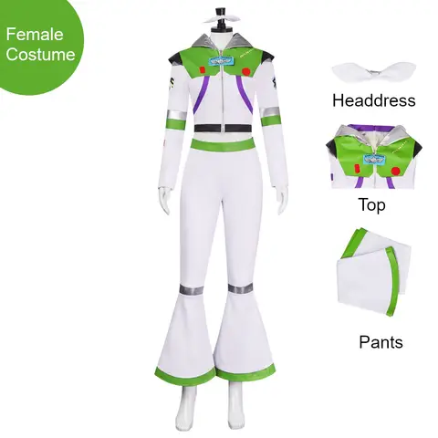 Fantasia feminina zumbido lightyear cosplay toy story astronauta macacão festa dramatização