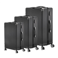 Rosahqnda Three-Piece Luggage Set (M/L/XL) ABS Hardshell Trolley with TSA Lock, Black Trunk Set