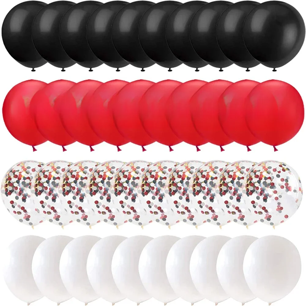 Ensemble de Ballons Rouges, Noirs et Blancs à Hélium, Décor de ixde Casino, Course, Premier Anniversaire, Remise de Diplôme, ixPréChristophe, Décoration de la Maison