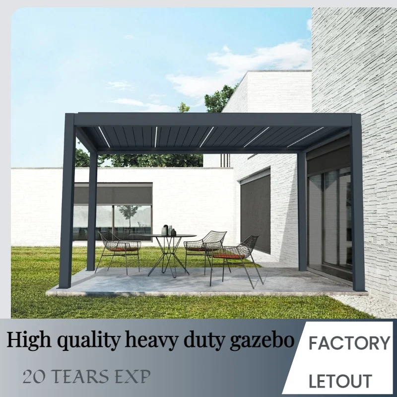 Motorized Aluminum Louver Panels for Pergola and Gazebo | Remote Control Waterproof Outdoor Sun Shade System