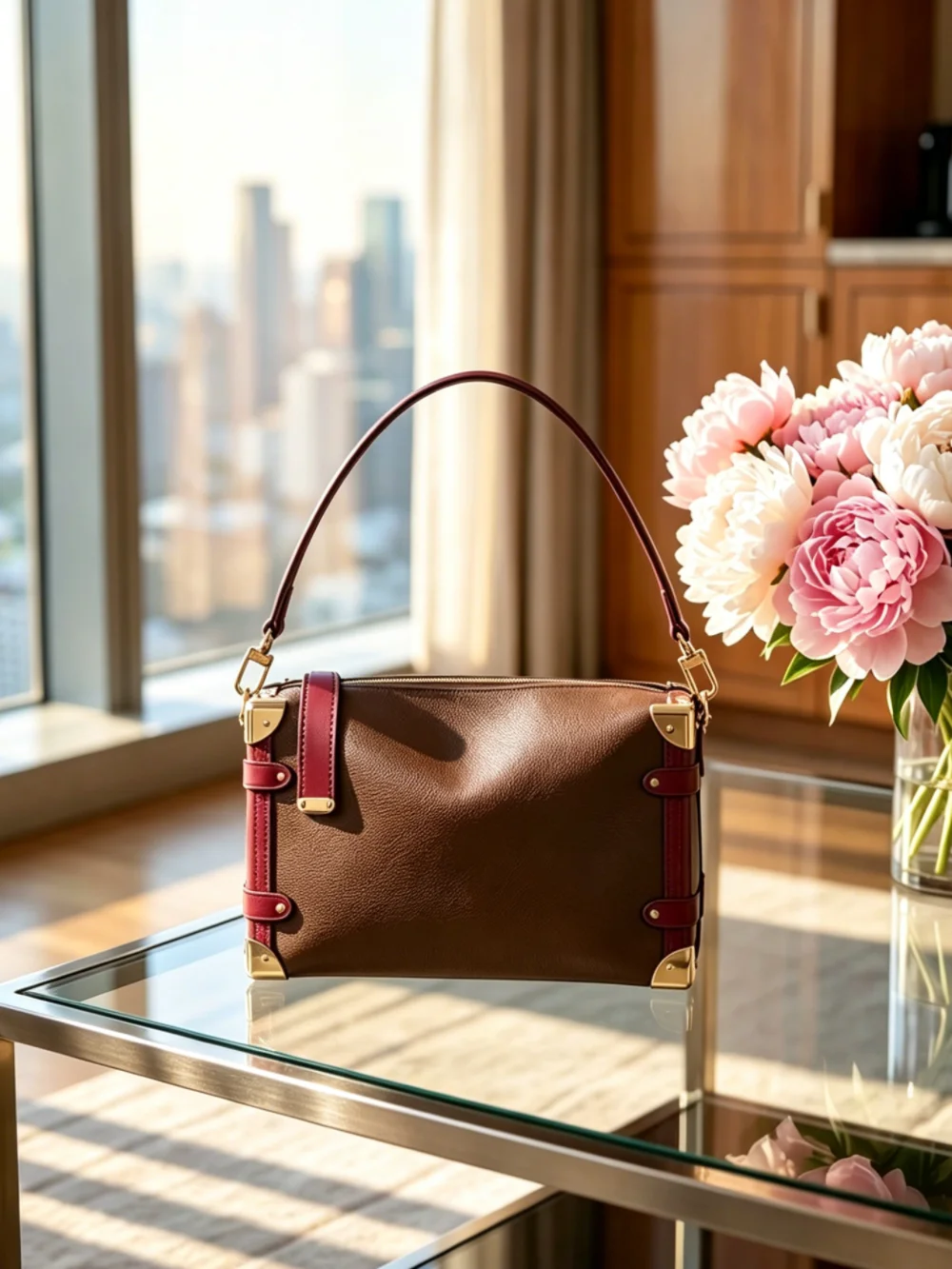 Soft Fashion Box Bag (Size: 23-16cm) Elegant Brown Women's Canvas Shoulder Handbag 2026 New Good Quality Ladies Handbag A38