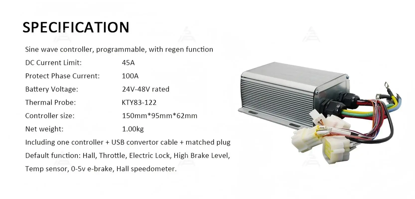 

Sale Clearance! Programmable SIA4812 Sine Wave 48V 30A Controller for Electric Two Wheelers IP65 Waterproof