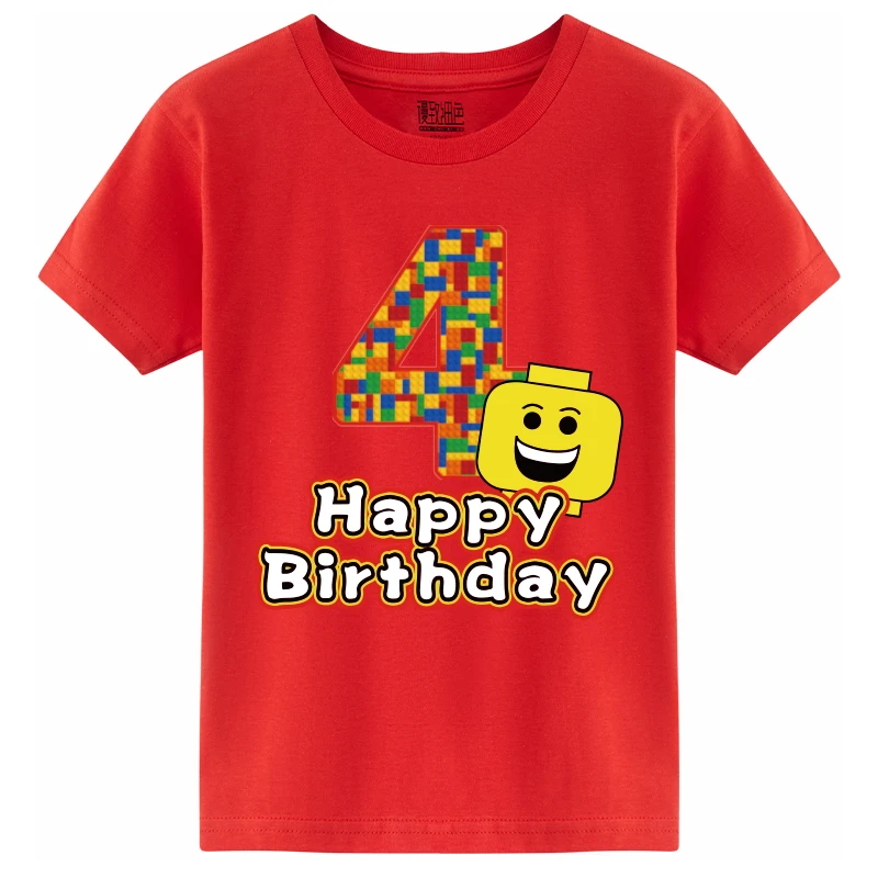 2024 New Summer Children\'s T-shirt Birthday Numbers 1-13 O-Neck 100 Cotton Kids Tee Shirts Cute Casual Top For Boys and Girls