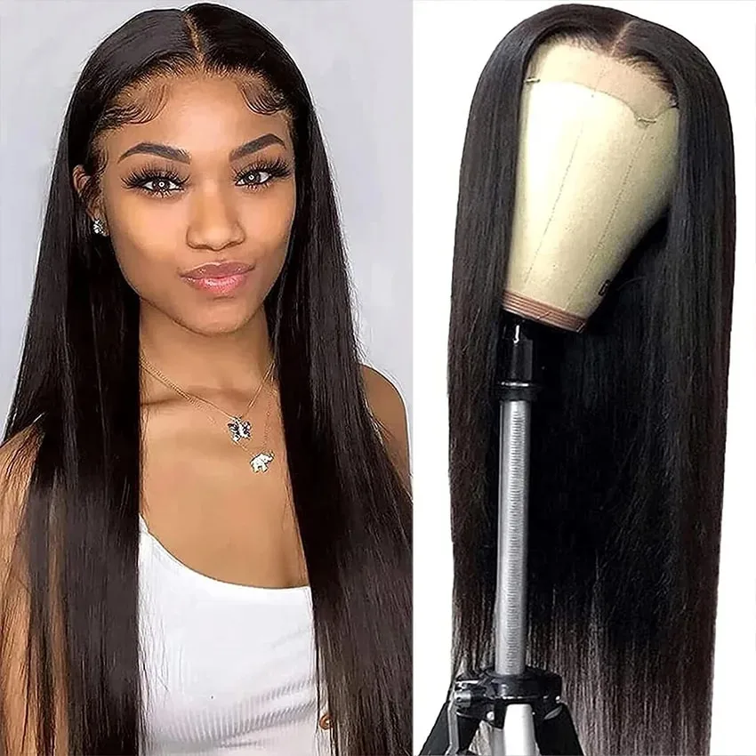 Natural Color Hairline Bone Straight Long13x4 13x6 HD Transparent Lace Frontal Wig 30 34 Inch Brazilian Remy Hair Wigs For Woman