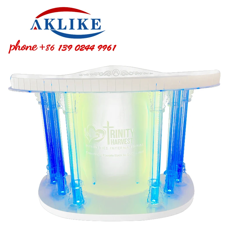 2025 Church Pulpit Colorful Illuminated Lectern Modern Rostrum Pulpit With Wheels Design Logo Portable Podium Free Shipping