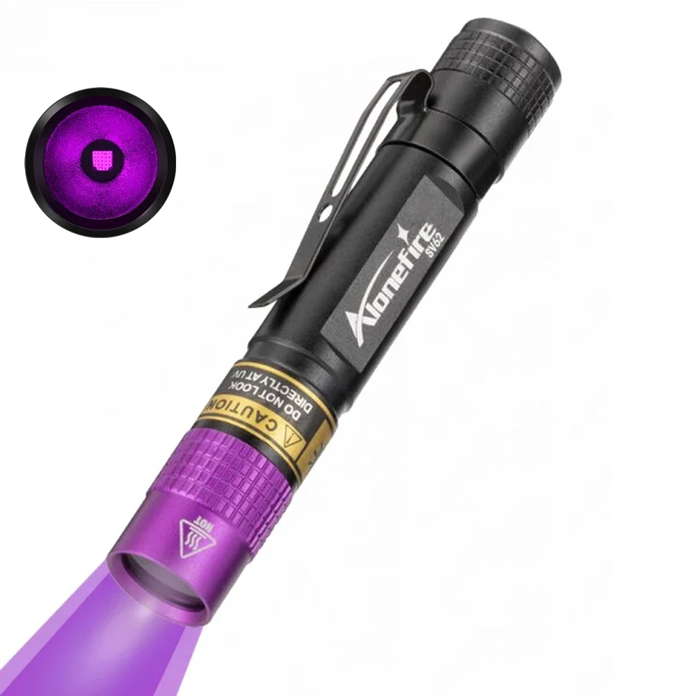 SV62 3W UV 365nm Latarka LED AAA Mini długopis Latarka ultrafioletowa Marker pieniędzy Rudy Zwierzęta Plamy moczu Skorpion Detektor czarnego światła — zdjęcie 2