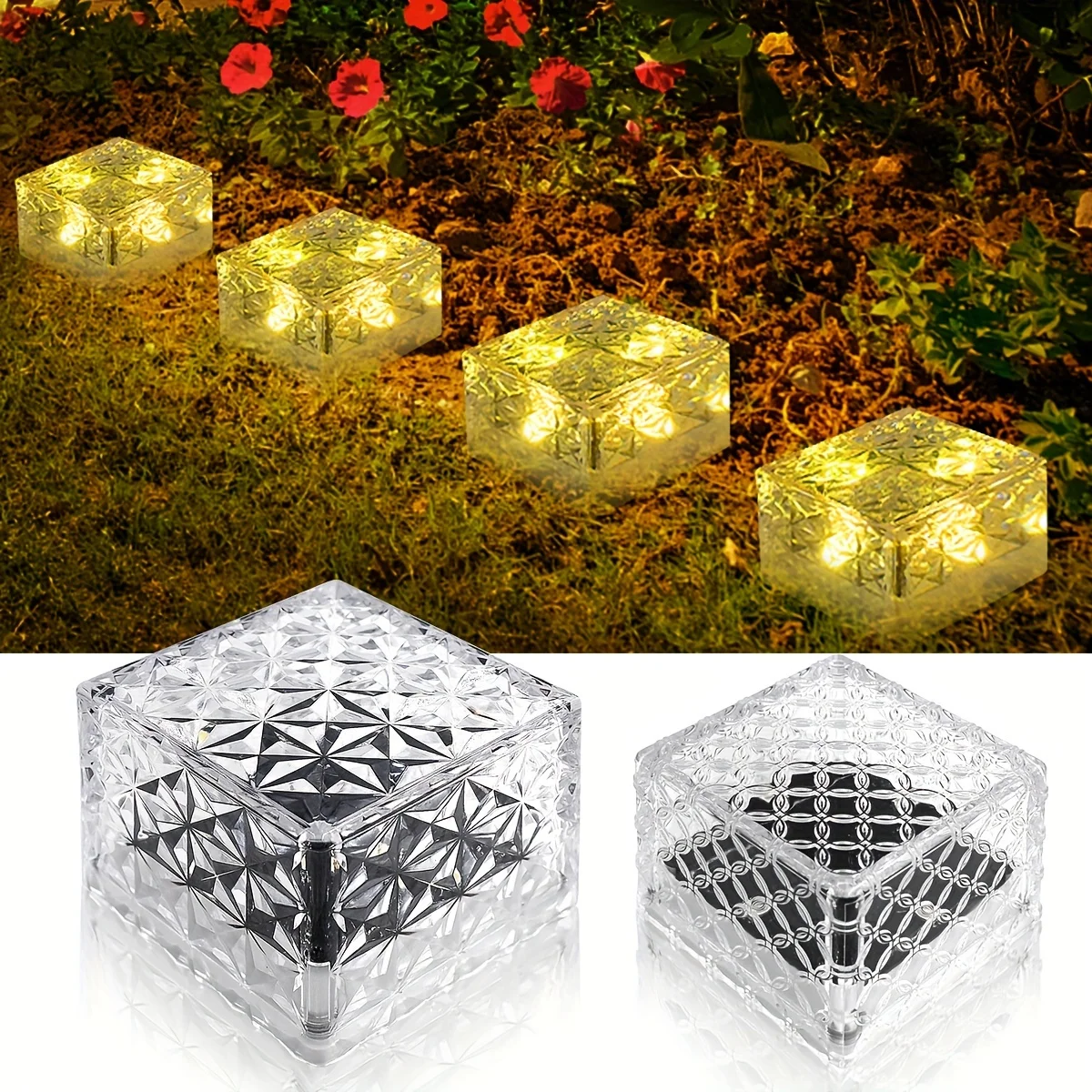 4Pack Buried Light Underground Waterproof IP67 Lamp 3200k Light Snowflake Shape Light Lamp Outdoor Yard Wall Garden Decoration