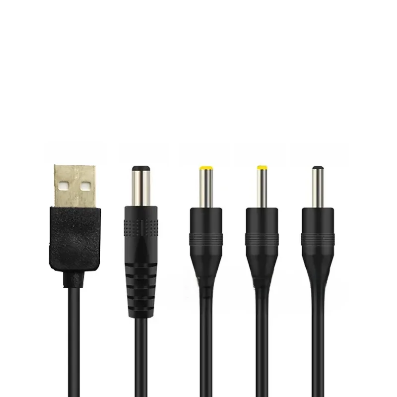 Kabel Usb do DC ładowarka z kablem Usb USB do ładowania 5V 5521 5525 35135 1m czarny kabel ładujący 5.5mm 2.5mm 2.1mm 3.5mm — zdjęcie 2