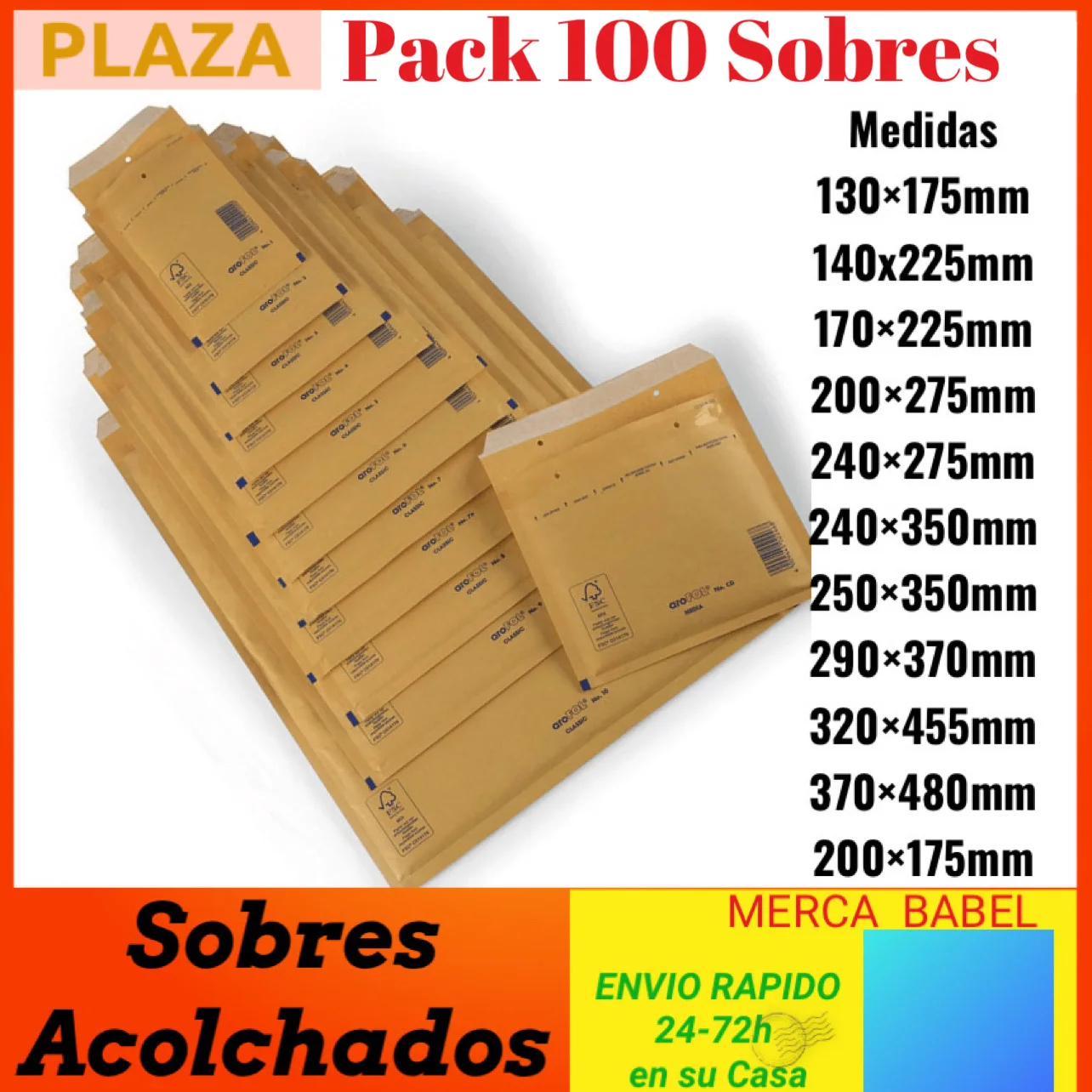 100 Pack padded paper envelopes with inner polyethylene bubbles aroFOL®100 PCs brown plastic quilted Kraft envelope for shipping bubble bag to