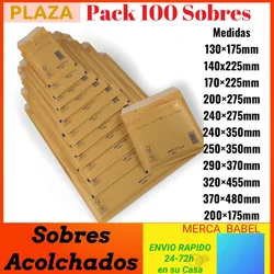 100 Pack padded paper envelopes with inner polyethylene bubbles aroFOL®100 PCs brown plastic quilted Kraft envelope for shipping bubble bag to protect your delivery letter documents