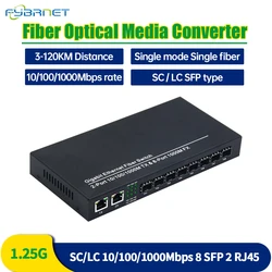 10/100/1000 M Gigabit SFP Media Converter SM 8 SFP Slot 2 RJ45 Ports fiber switch or ip camera UTP 8xSFP Fiber Optical switch