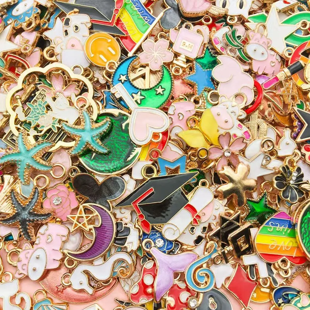Mix Styles 20/30/50pcs Jewelry Making Charms Golden Enamel Plated Pendant For DIY Jewelry Making Handmade Jewelry Accessories image 3