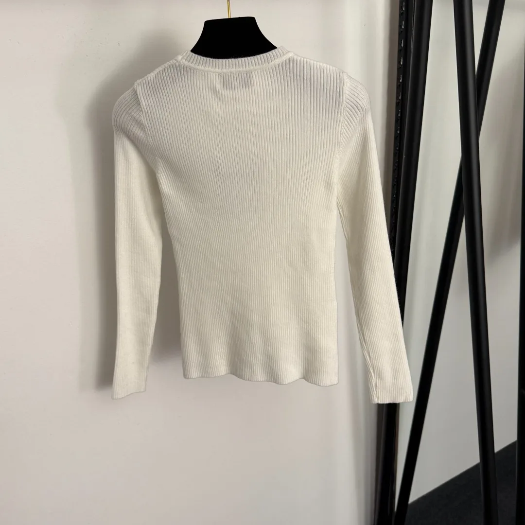 

25 autumn/winter new women's clothing new item pullover knitted V-neck fashionable solid color embroidered pullover sweater