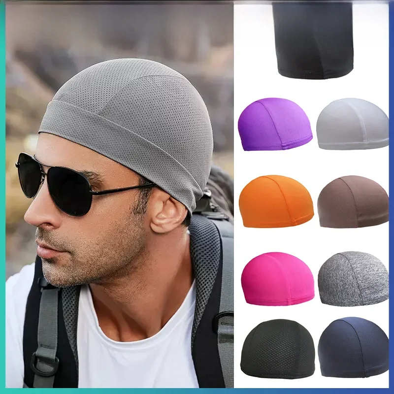 AliExpress Solid Color Quick-drying Cycling Cap Elastic Breathable Motorcycle Bicycle Helmet Inner Hat Cooling