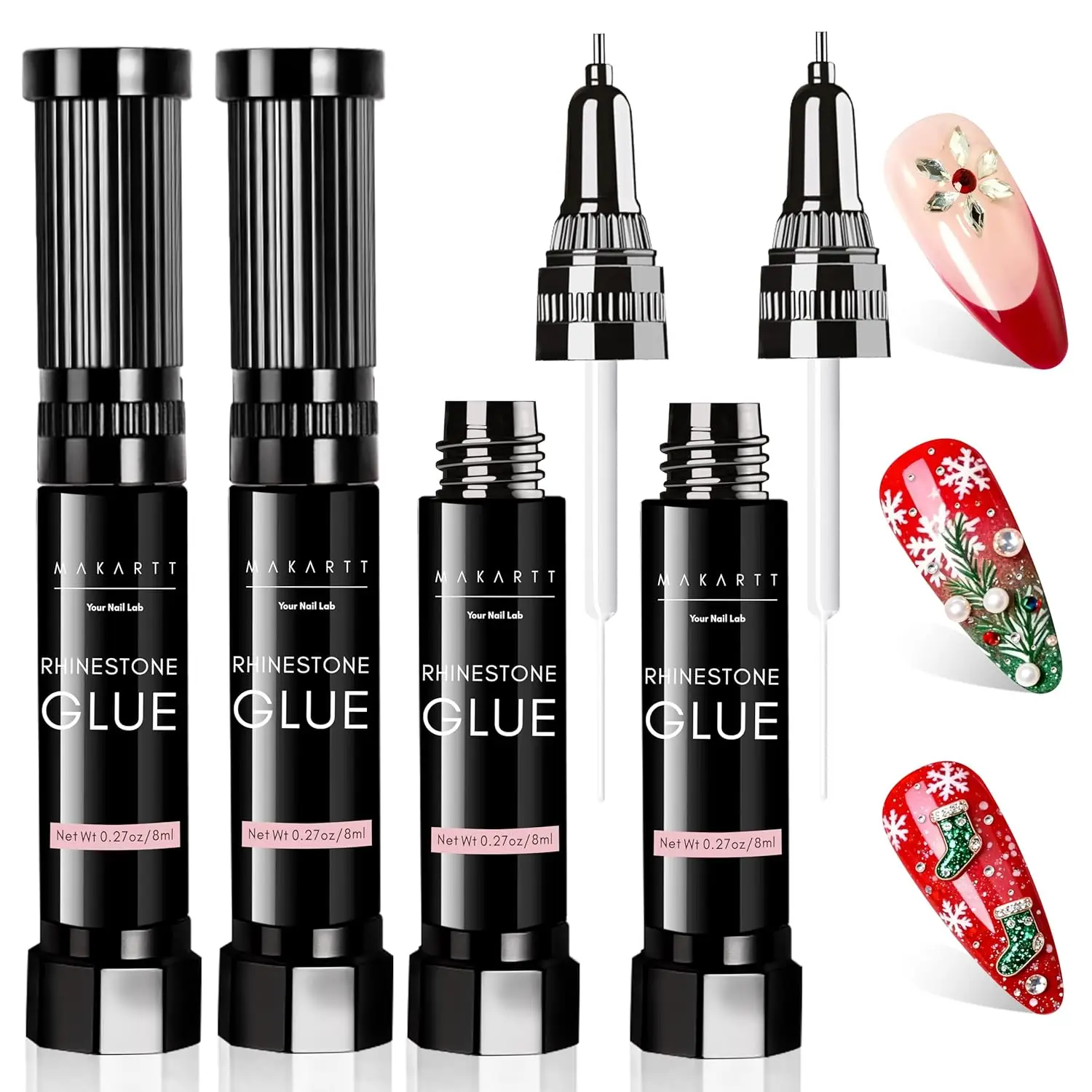 4 pezzi colla per strass per unghie gel-aggiornamento colla per unghie gel per ciondoli per unghie gemme adesivo super forte preciso per il design di nail art 3D