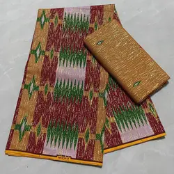 4+2 Yards African Golden Block Prints Kenti Cotton Wax Fabrics Ghana Newest Style Ankara Fabric Sewing For Women Lappa Pagne