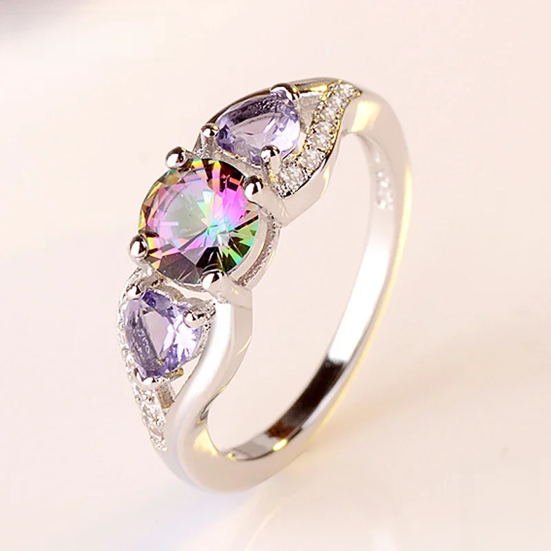 ZDADAN 925 Sterling Silver Pierścionek z cyrkonią w kształcie serca dla kobiet Biżuteria ślubna z urokiem — zdjęcie 2